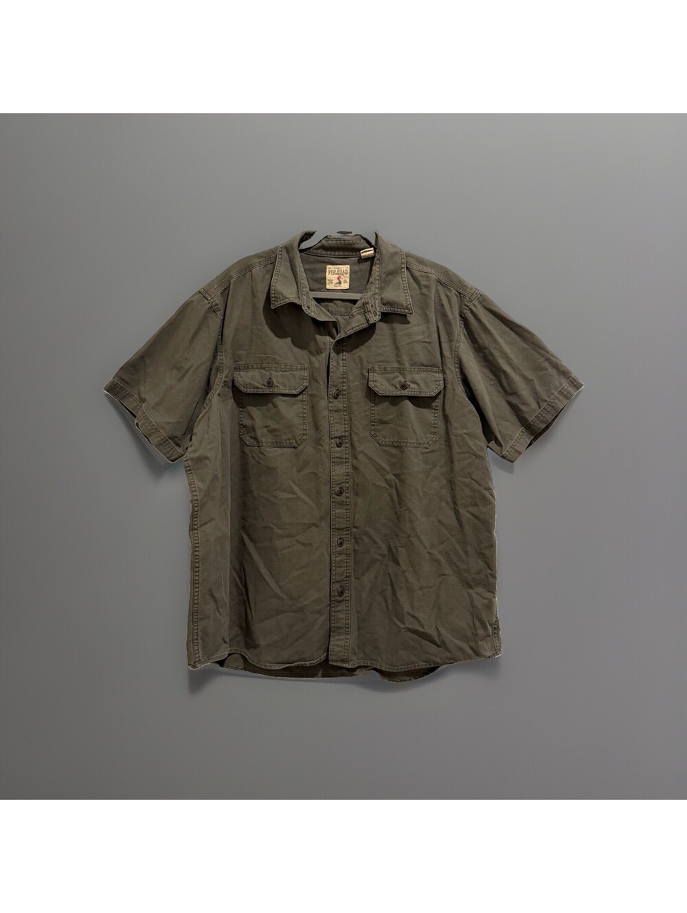 RedHead Brand Co Men's 2XL Short Sleeve Button Up Shirt Gray Green Workwear